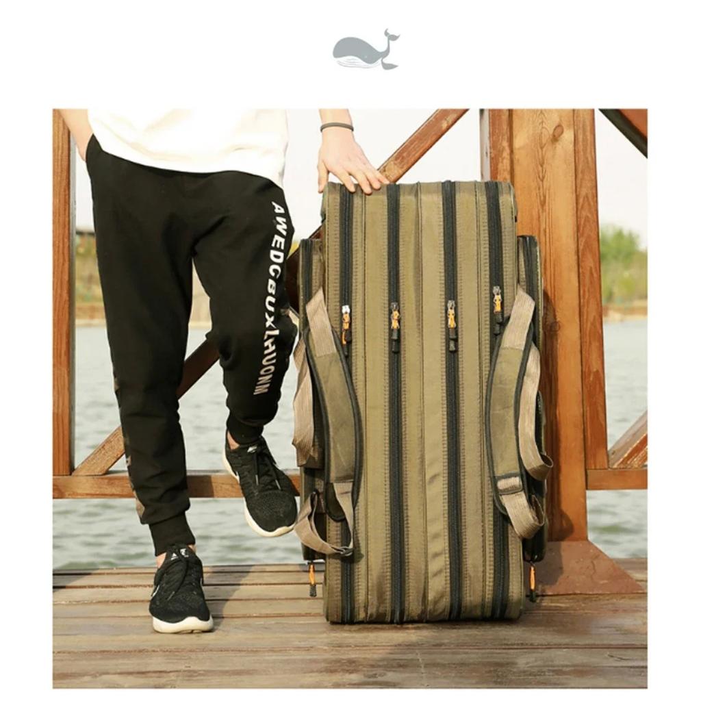 Hard Steel Fishing Rod bag Adjustable 2 3 4 Layer Tier Oxford Gear case with reel line Carrier for Travel Outdoor Organizer260319