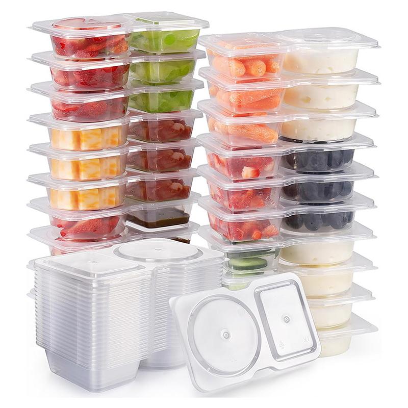 5/10/15Pcs Double Compartment Seasoning Container With Lid Portable Compartment Snack Container For Daily Outdoor Picnic