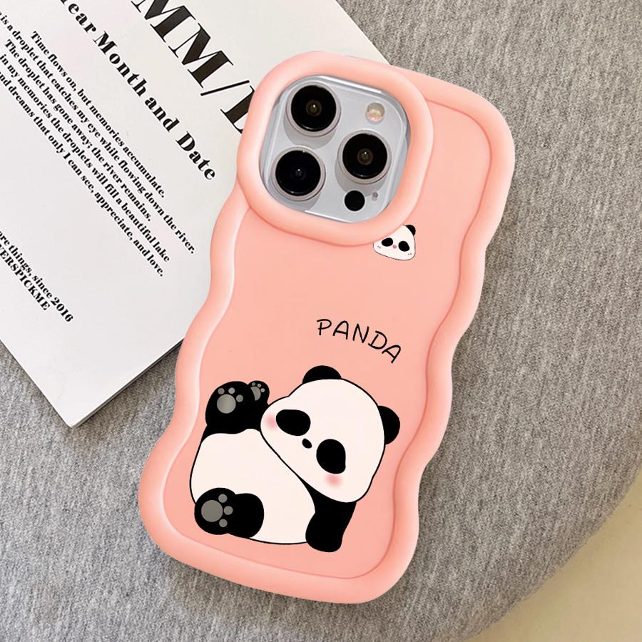 Cartoon Panda Case for iPhone 12 11 14 8 16 Pro Max 15 Plus XR 13 17 Air Soft Phone Cover
