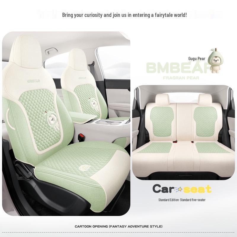 Geely Star Wish Cartoon Linen Seat Covers, Full-Coverage, All-Season Breathable Cushions for UP-Specific Cars