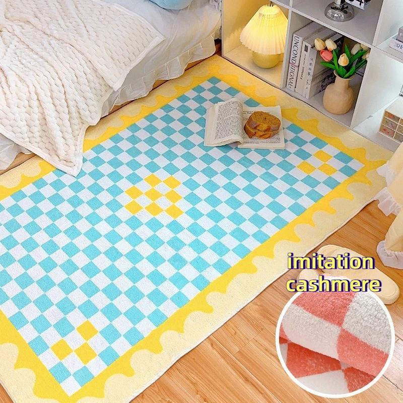 

Різнокольоровий шаховий килим Килим для вітальні Домашній готель Журнальний столик Диван Підлога Килим великого розміру Декоративний килимок для спальні 50x80cm