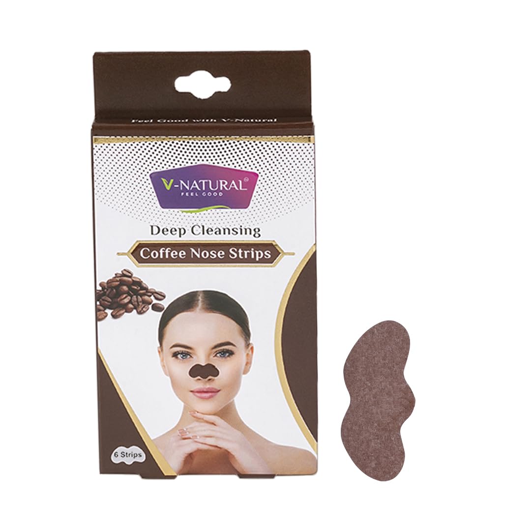 

V-NATURAL FEEL GOOD Deep Cleansing Coffee Nose Strips for Blackheads and Whiteheads Removal Deep Cleansing and Pore Refining Nose Strips for Wome