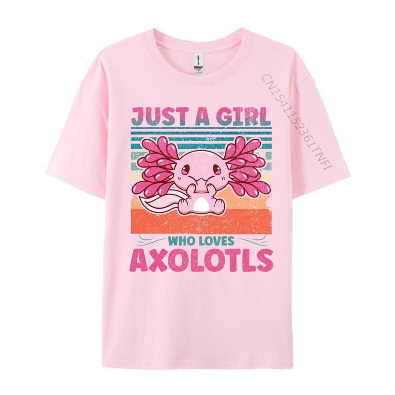 Loves Axolotls Tshirt Plain Autumn Cotton Male Tops Tees TShirt Kawaii Axolotls Tshirts Anime T Shirts