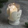 Holiday Gift for Her 2Pcs Christmas Hollow Metal Candle Holder, Vintage Tabletop Tealight Lantern, Xmas Glass Lamp Elk, Tree, Star & Heart Silhouette
