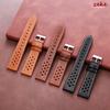 Handcrafted Cowhide Leather Strap Ventilated Design Watch Band 18mm 20mm 22mm for Omega Vintage Green Brown Black Men's Bracelet
