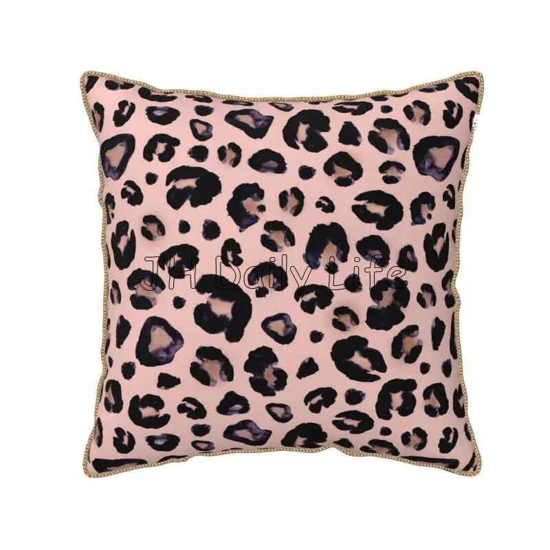 Federa Cuscino Morbida in Velluto Finta Pelliccia Stampa Leopardo 45x45 cm Marrone Nero Federa Cuscino Ghepardo per Divano Letto Camera da Letto Casa