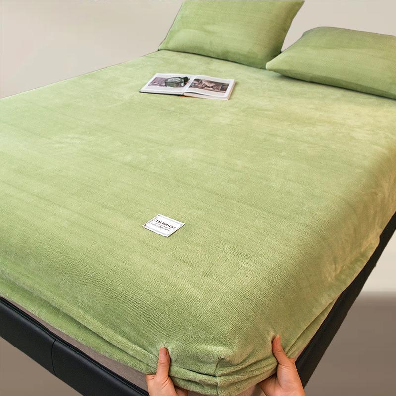 Crystal Velvet Bed Sheet, Winter Mattress Cover, 30cm Deep Pocket Bed Sheet, Soft and Skin Friendly Warm Bedding