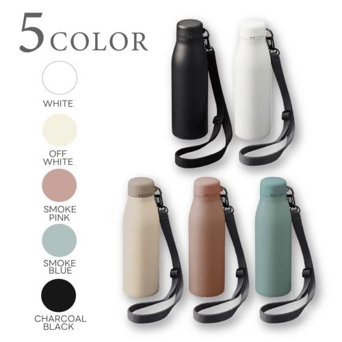 MOTTERU Thermo Stainless Steel Shoulder Bottle, 500ml (Off-White) | Water Bottle for Boys and Girls, Kids, Easy to Clean, Easy to Fill with Ice, Direc