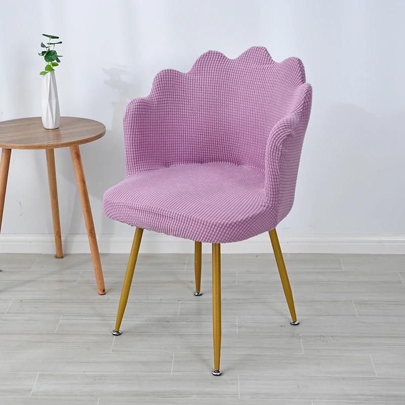 Schminkstuhl Sofa Blütenblatt Stuhlbezug Elastisch Polarfleece Hoher Sessel Hockerbezüge für Mädchen Schlafzimmer Heim Lesezimmer Dekoration