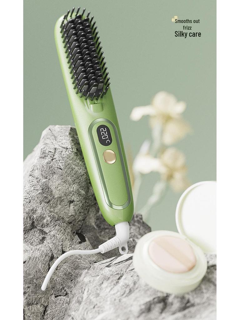 Cross-border Mini LCD Hair Straightening & Curling Comb - Dual-Use Negative Ion Splint for Damage-Free Styling