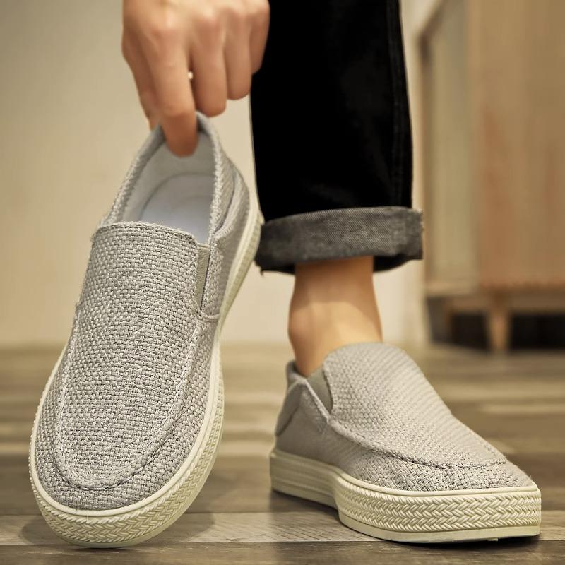 Scarpe in tessuto estive traspiranti casual suola morbida tela di lino mezze pantofole scarpe