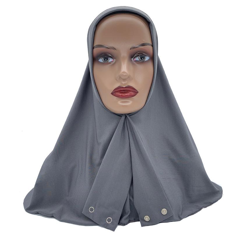 Snap Fastener Neck Head Full Cover Instand Hijab for Muslim Women