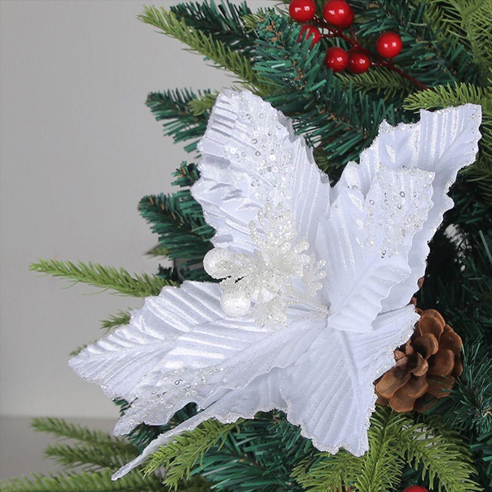 Large Christmas Glitter Flower Simulation Christmas Tree Decorations  Wedding Decor