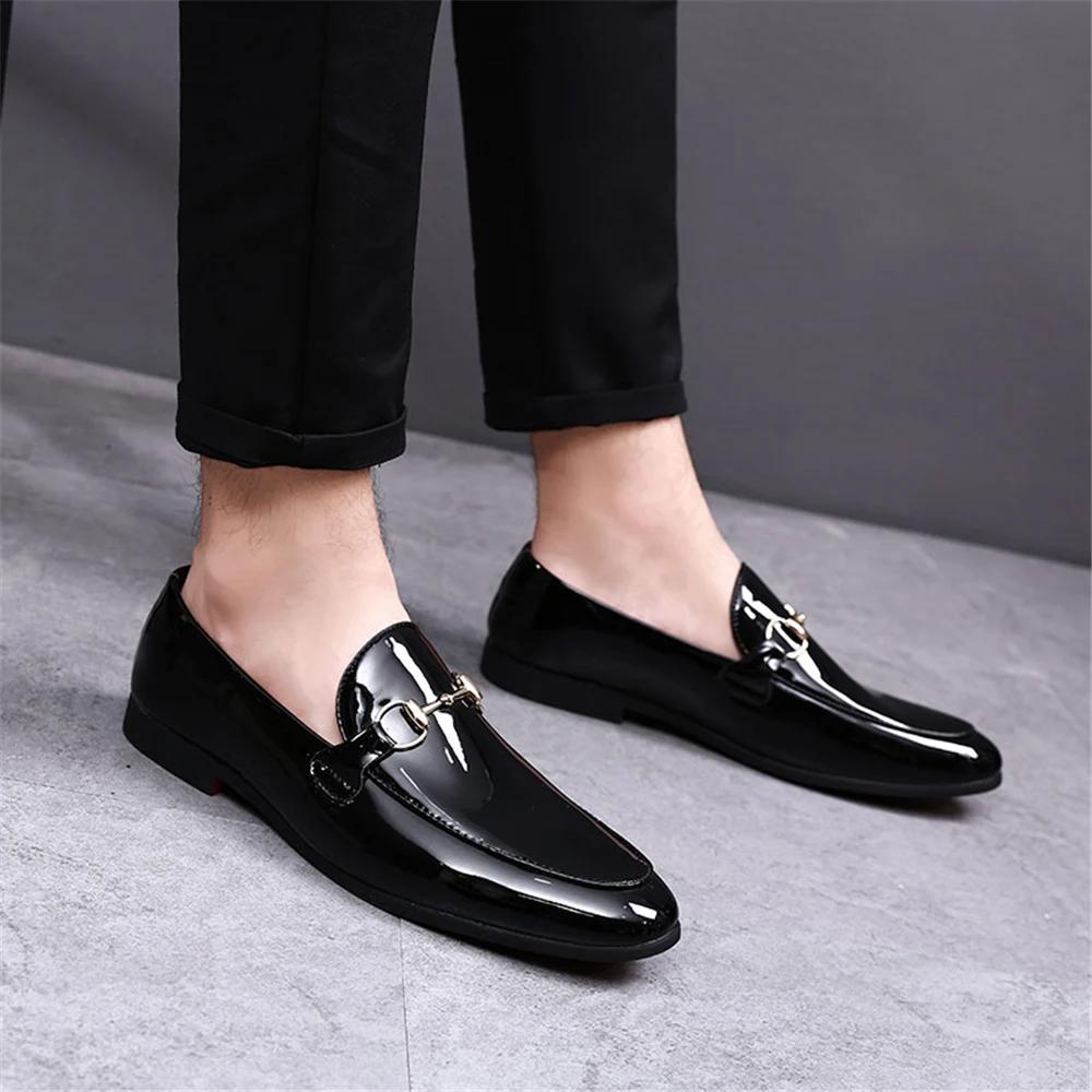 Loafers for Men Comfortable Durable Breathable Business Shoes Stylish Men's Leather Oxfords Solid Color Slip-On