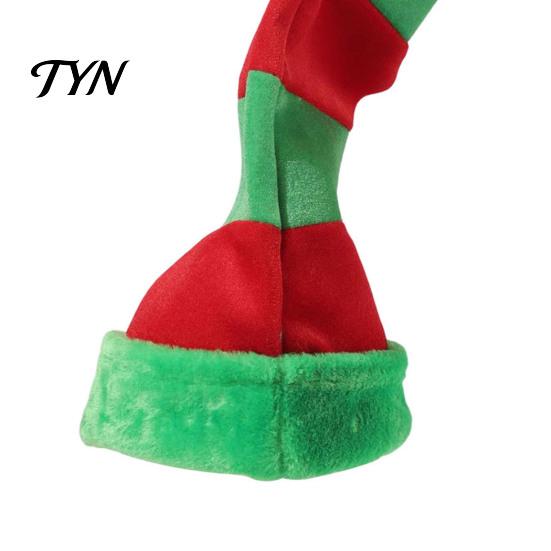 Weicher Stoff Feiertagshut Weihnachten Elfen Spitzhut, Gestreift mit Bommel oder Weihnachtsfeier Dekorative Accessoires Glöckchen, Cosplay für Erwachsene, Kostüm