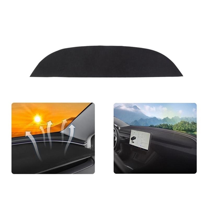 A65P-For Tesla Model 3 Highland 2024 Car Dashboard Cover Anti-Slip Anti-Light PU Dash Mat