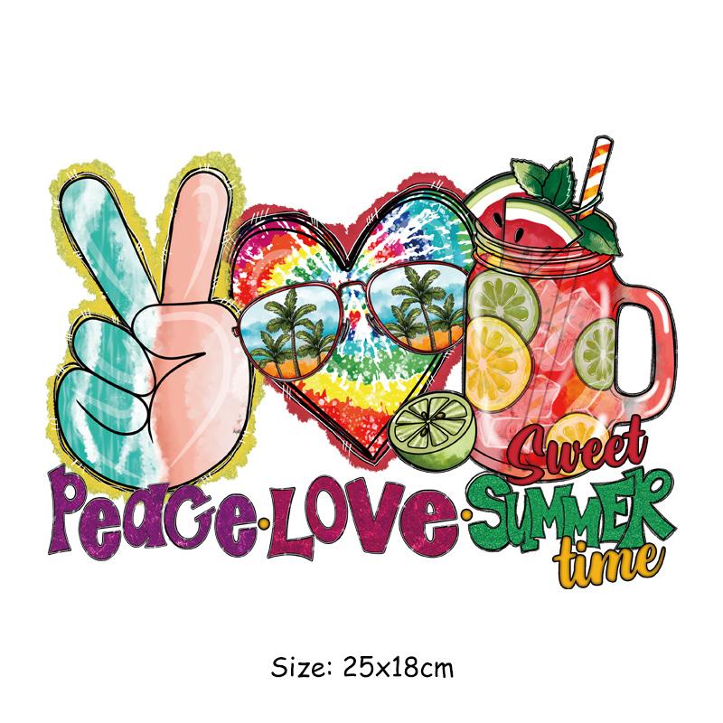 

Летние вибрации, термоклейкие нашивки для одежды, футболка с теплопередачей Parches Ropa, термоклеевые нашивки для одежды «сделай сам», наклейки с изображением закатов и солнечного света 25x18cm