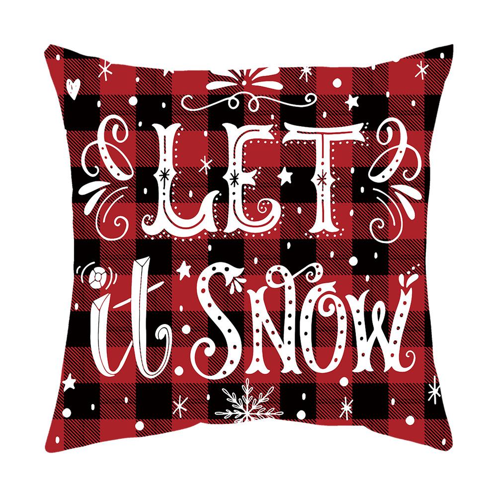 New Red and Black Plaid Christmas Pillow Case Printed Home Lumbar Support Office Cushion Pillow Case