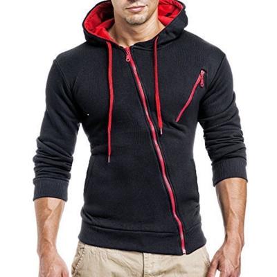 Herren-Sweatshirt mit diagonalem Reißverschluss, lässiges, schmales Strickjacken-Sweatshirt mit Kapuze für Herren