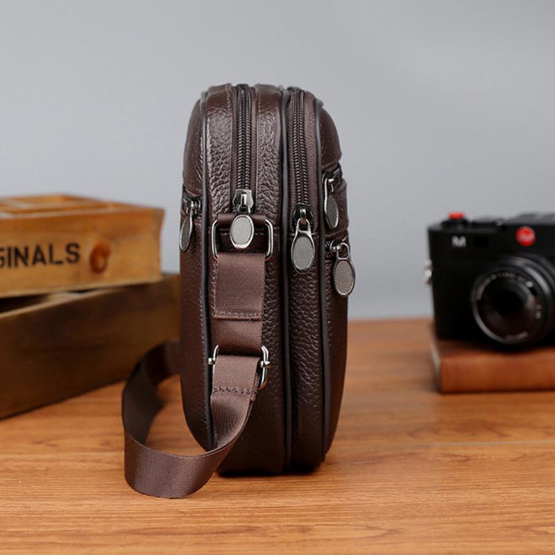 Genuine Cowhide Leather Men Travel Sling Bag Casual Shoulder Crossbody Bags for Male Casual Messenger Bag Satchel Bags