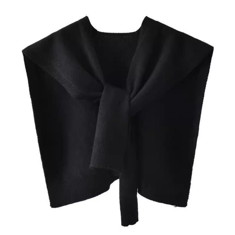 Autumn knitted shawl women's thin outer with small vest, spring and autumn knitted sweater with shoulder scarf