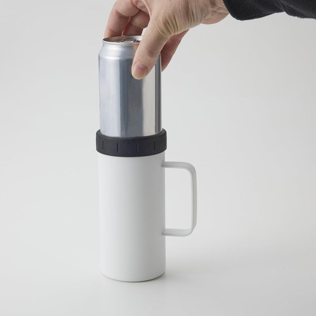 Yamakatsu Minotouen DAYCAN 500ml Stainless Steel Holder with Double Silicone Fully Ideal for Outdoor Use DC-2052B, Black, Tumbler/Can Vacuum-Resistant