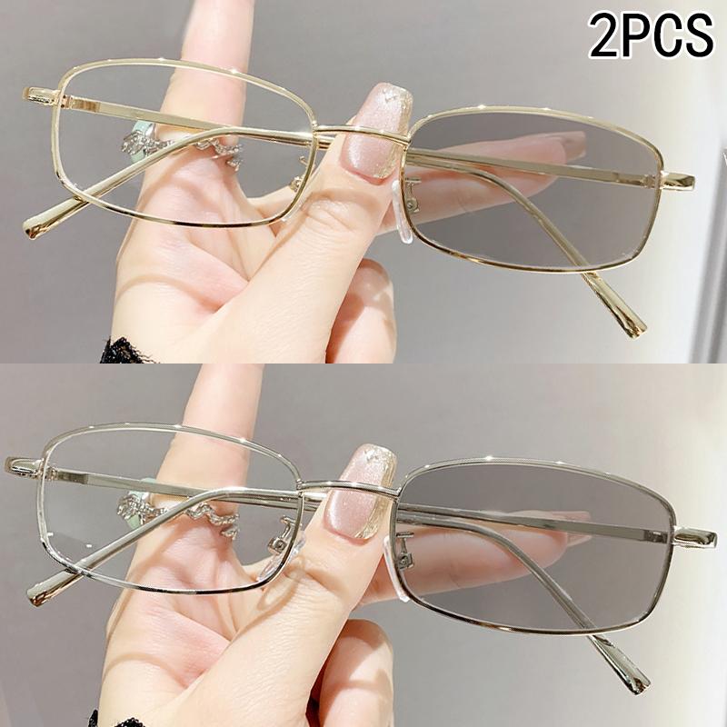 1/2/3PCS Small Frame Anti-blue Light Glasses Fashionable Metal Progressive Photo-sensitive Anti-glare 026