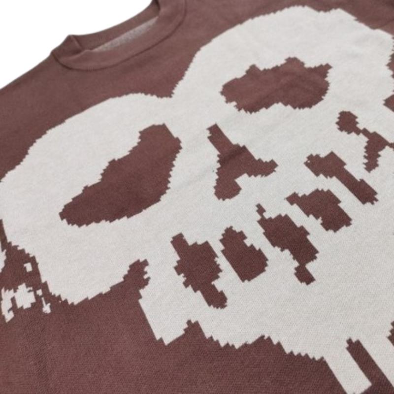 Y2K European and American Autumn/Winter Warm Knitted Skull Pattern Harajuku Street Coat Sweater Hip Hop Loose