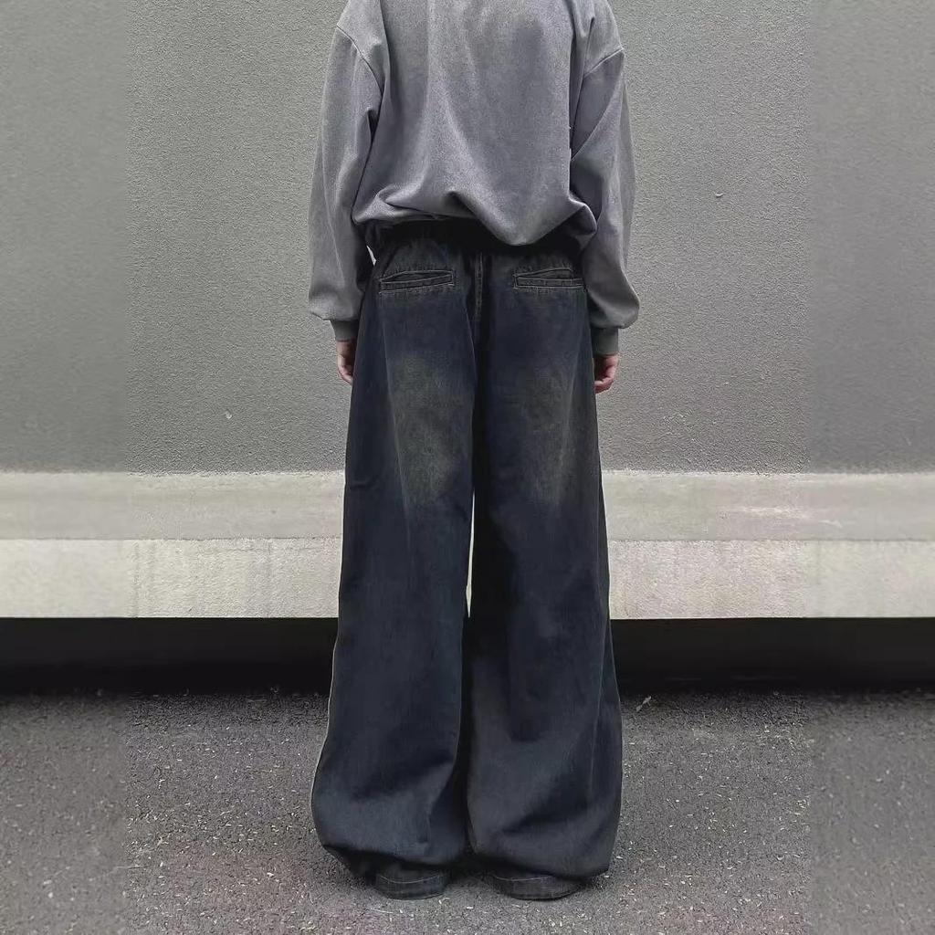 Sonbahar/Kış Çizgili Pileli Bol Günlük Pantolon: Retro Amerikan Sokak Stili Kot Pantolon