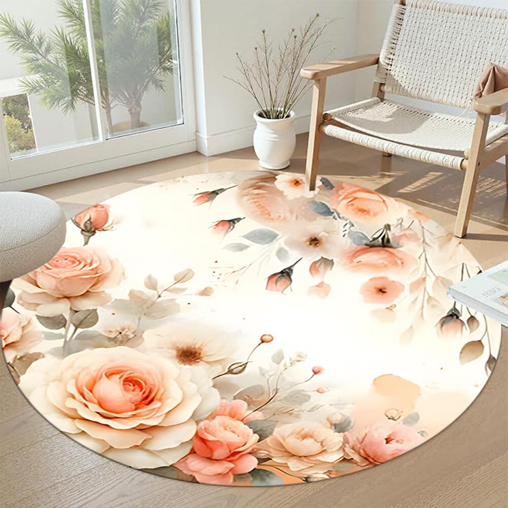 Flower Round Carpet Perfect for Bedrooms Dining Room Hallway Kitchen Anti-slip Round Rug Decorate Offices Perfect Birthday Christmas Gift Idea