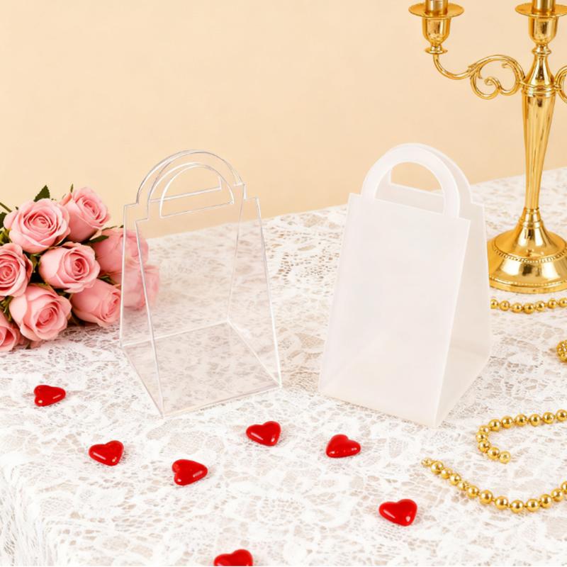 40 Piece Luxury Acrylic Transparent Gift Box Plastic Handheld Bag Triangular Wedding Candy Basket Birthday Party Anniversary Dinner Venue Decoration