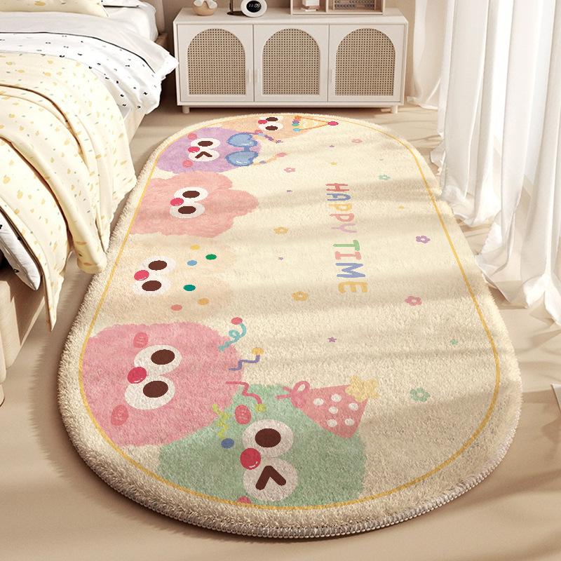 Tecknad Imitationskashmir Halkfri Fläckresistent Sängbordsmatta för Barn