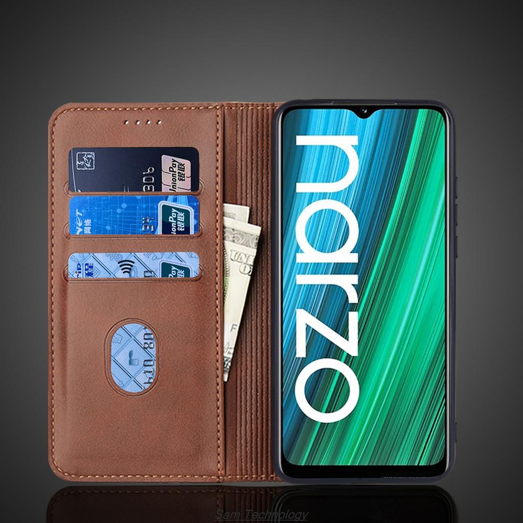 Magnetic attraction Leather Case for OPPO Realme Narzo 50A Holster Flip Cover Case Wallet Phone Bags Fundas Coque
