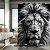 Lion motif digital print shower curtain