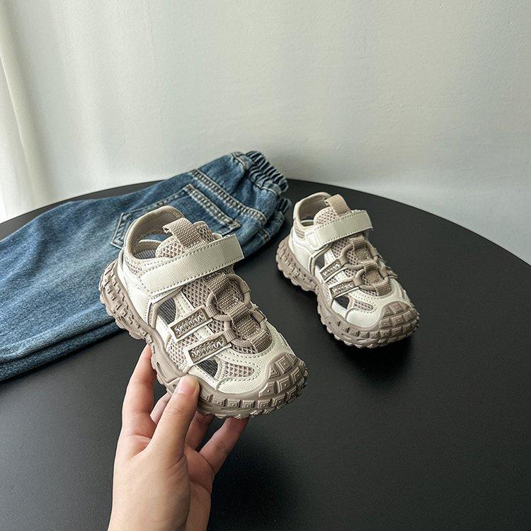 

2025 spring and summer new children s sandals boys and girls baby soft-soled non-slip beach shoes medium and small children s sports shoes 34 бежевый