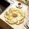 3D Flower Design Dish Draining Mat Water Absorbent Flower Countertop Mat  Bathroom