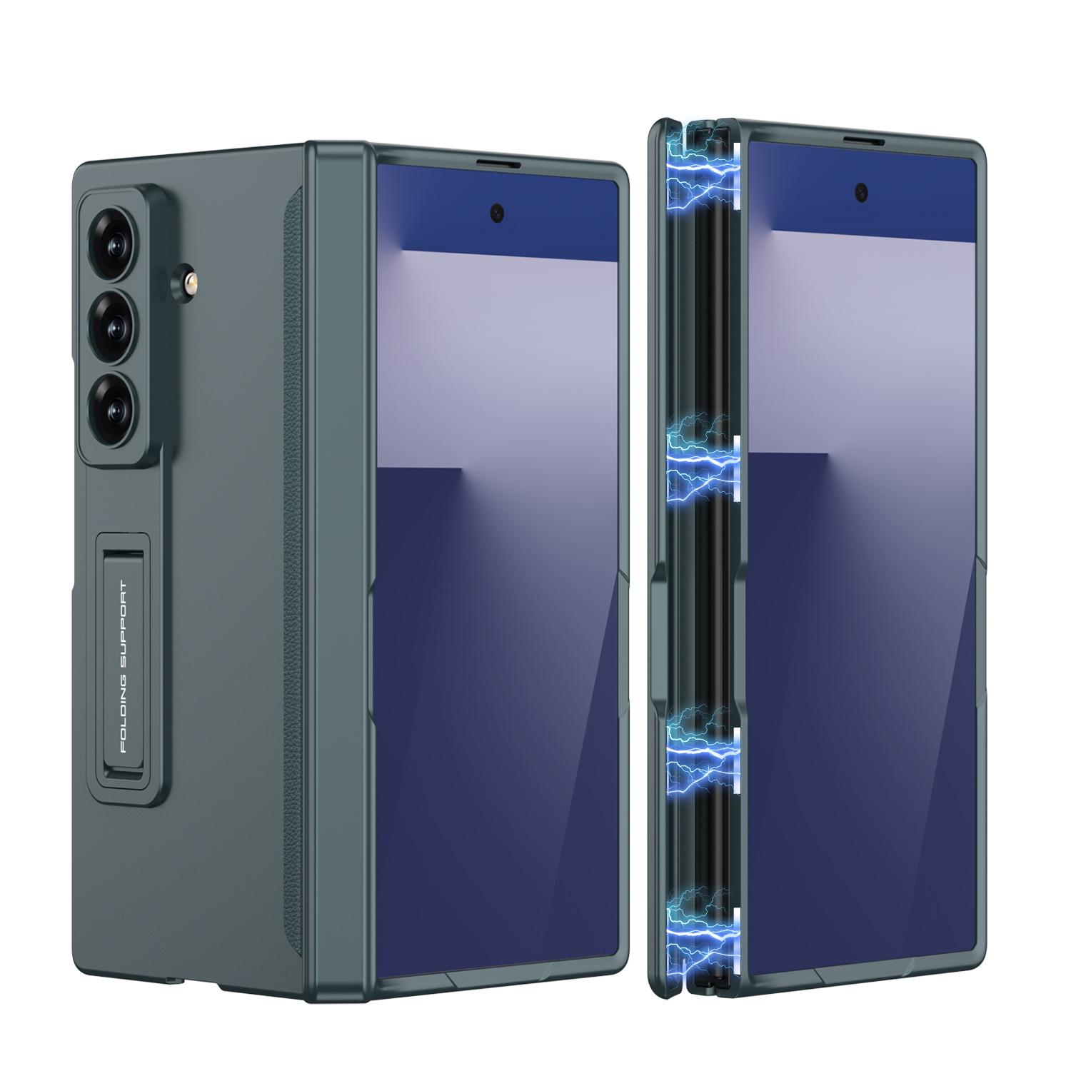 

Магнітна петля Чохол «Все в одному» для Samsung Galaxy Z Fold 7 6 Ультратонкий Ударостійкий Підставка Матове Покриття для Чохол Samsung Z Fold7 With Screen Glass&Galaxy Z Fold6 кольору морської хвилі
