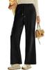 2026 Spring Elastic High Waist Lace-Up Corduroy Pants, Wide-Leg, with Pockets, Casual Long Trousers.