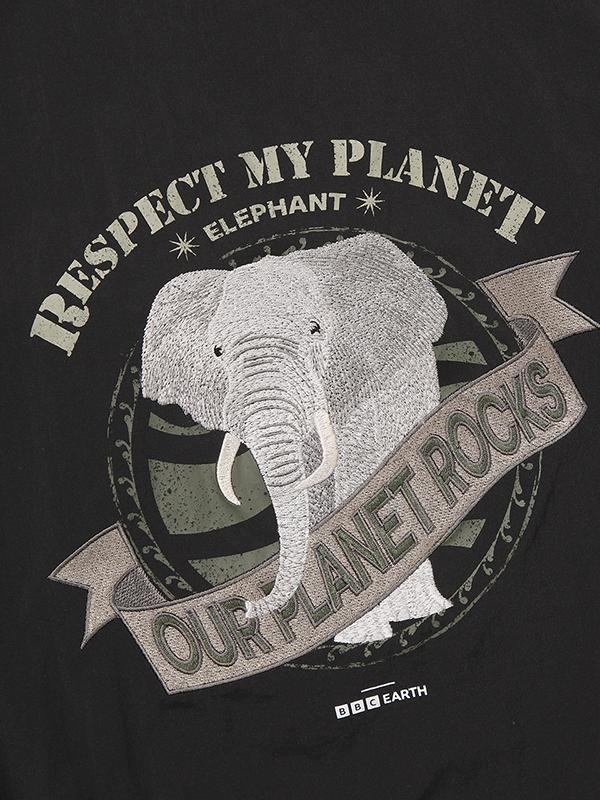 BBC EARTH W Graphic Woven Round T-Shirt_Black