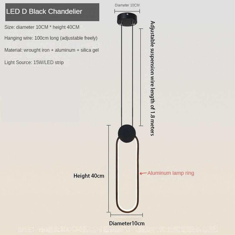 Nowoczesna lampa wisząca LED Czarny żyrandol Lampa wisząca do jadalni Hotel Sypialnia Lampka nocna Dekoracja domu Lampa wisząca