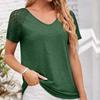 Spring and Summer Patchwork Mesh Short Sleeved Top Solid Color Casual Loose Women's T-shirts