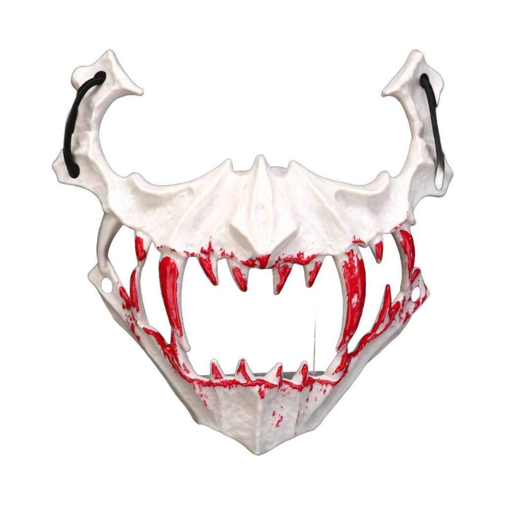 Halloween Bone Skull Masks Half-face Bloody Mask Cosplay Dragon God Fierce Tiger Night Fork Tengu Man Wolf Mask Party Decor Prop