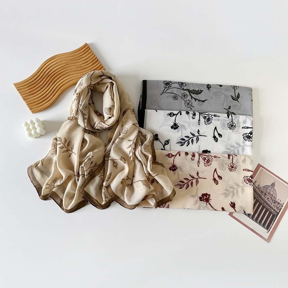 Breathable Thin Large Shawl Long Sunscreen Headscarf Fashion Women Floral Scarf  Vacation