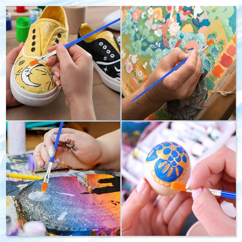 C-Convenient-500Pcs Flat Paint Brushes Bulk For Classroom Crafts Acrylic Oil Painting Watercolor Painting Canvas Face Painting