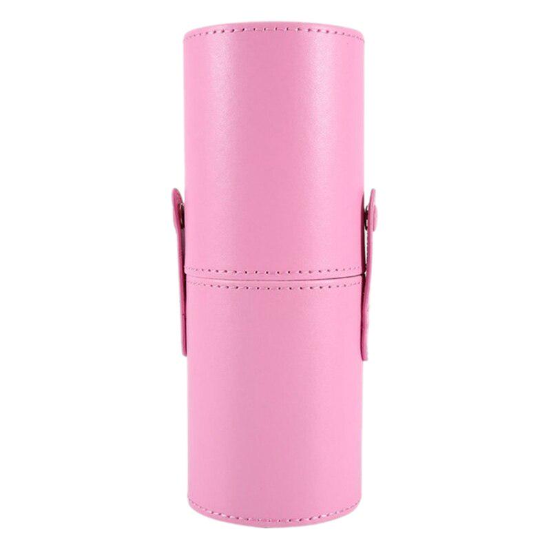 Portable Makeup Brushes Round Pen Holder Cosmetic Case Leather Cup Brush Holder Storage Tube
