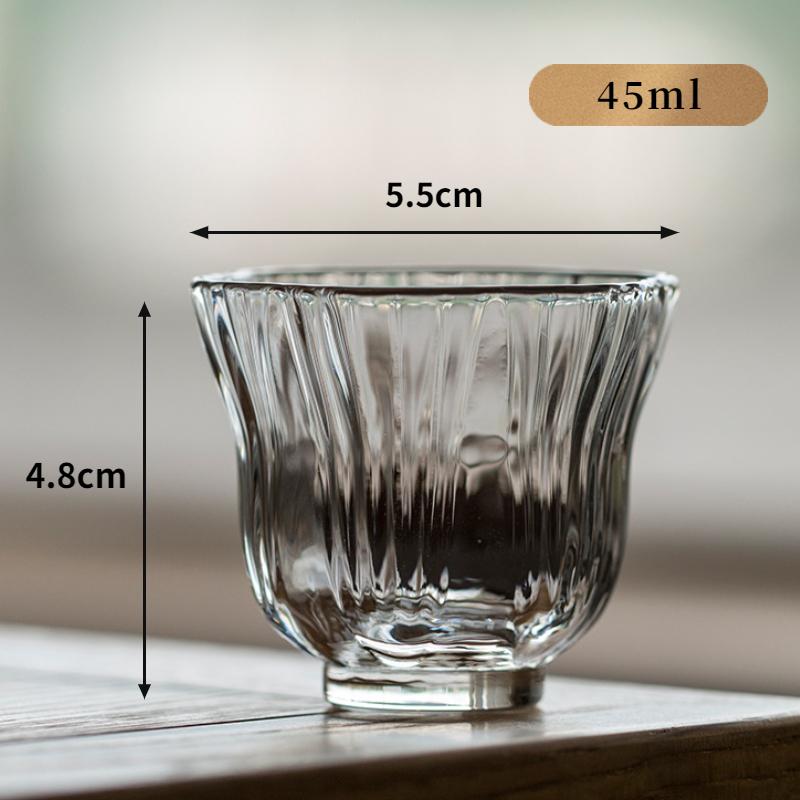 Japonský žáruvzdorný skleněný okvětní lístek Šálek vůně Průhledný svislý šálek na šálek Single Master Cup Šálek na víno Small Sake