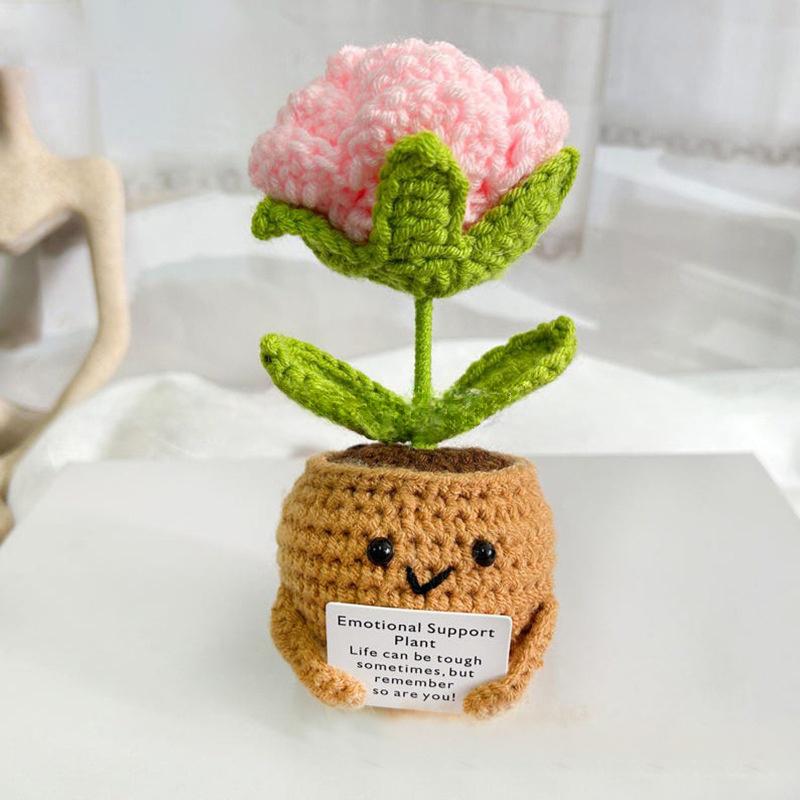Mini Cute Crochet Potted Plants Eternal Flowers Wedding Gifts for Guests Handmade Sunflowers Flowers Mother's Day Gifts