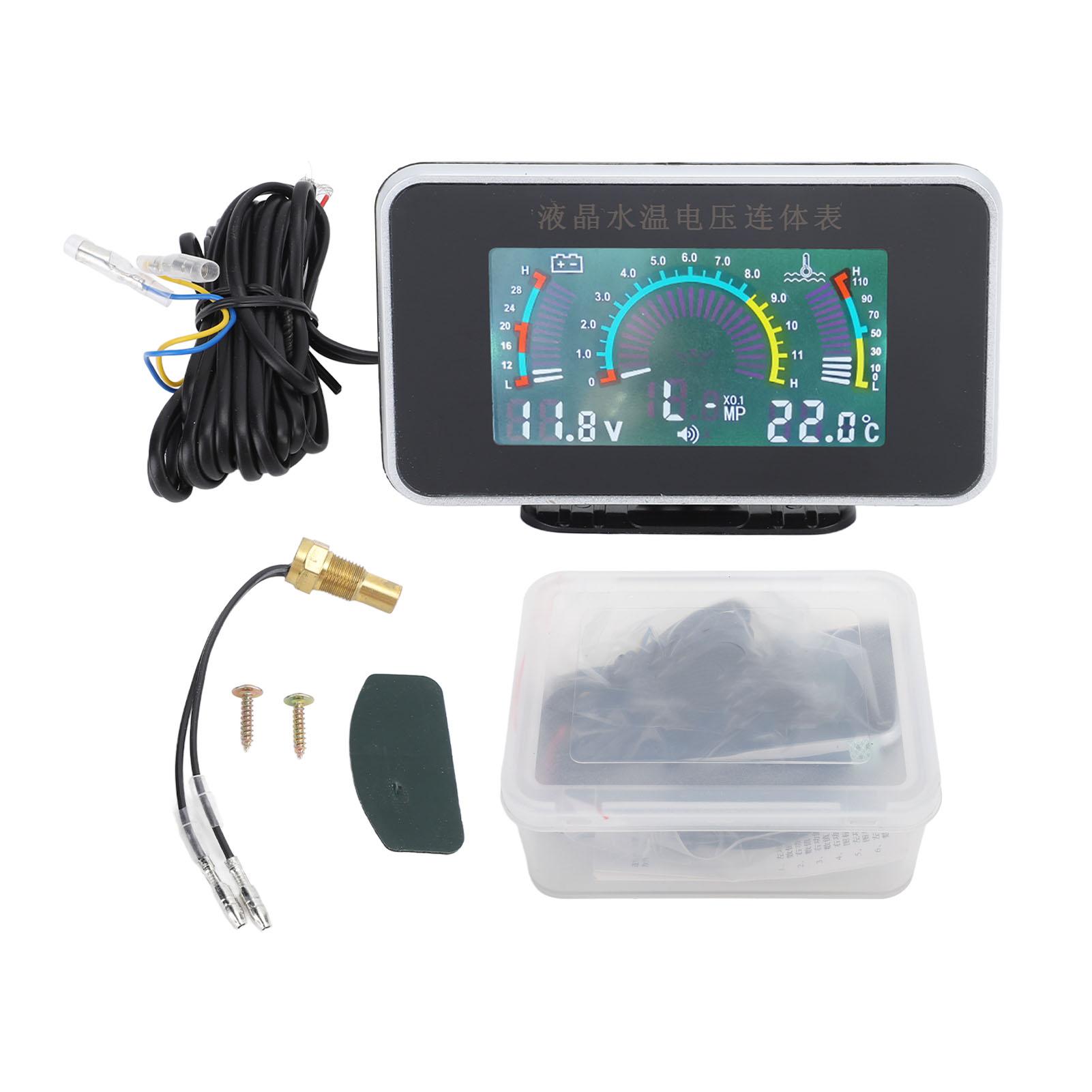 

Автомобільний вольтметр, датчик температури води 2 в 1, багатофункціональний РК-цифровий прилад, заміна для