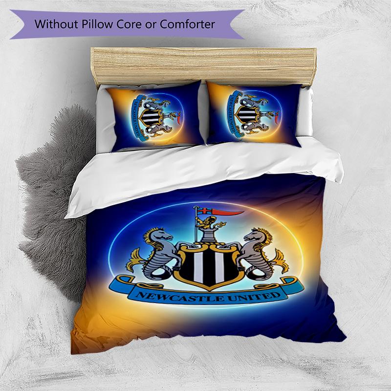 Newcastle United Football Printed 3 Pieces Bedding Set, Comfortable Skin Friendly Bedroom Duvet Cover Set