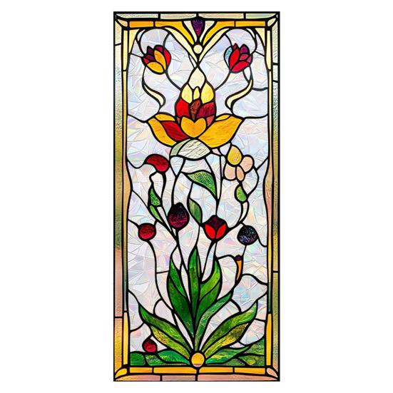 Vintage Window Privacy Geometric Film Flower Decorative Stained Glass Frosted Static Cling